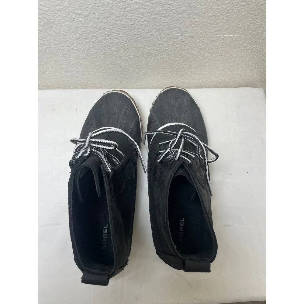 Sorel Womens Out N About Plus Duck‎ Boots Size 9 Black Waterproof Leather Ankle